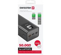 Batería externa Swissten 22013942 50000 mAh carga rápida 4 puertos USB-C USB-A negro