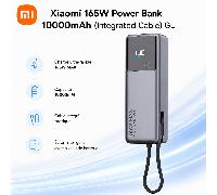 Batería Externa Xiaomi 165W 10000mAh con Cable USB-C Integrado GL, Carga Rápida Dual-Port 120W + 45W, de 90W, Pantalla a Color, Compatibilidad con Laptop y Diseño Ideal para Viajes en Avión