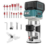 Batería Fresadora de superficie compatible con Makita Batería de 18 V, Cortador de madera sin cepillos de 800 W con 16 piezas de 1/4" Metal duro Conjunto de fresadoras (sin batería y sin cargador)