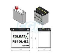 Batería FULBAT YB10L-B2 12V 11Ah 160A Largo: 135 x Ancho: 90 x Alto 145 (mm)