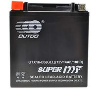 Bateria Gel YTX16-BS OUTDO 12V 14Ah para Motocicleta Arranque Potente Larga Vida Electrolito Sin Derrames