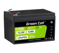 Batería Green Cell LFPGC12V12AH 12,8 V 12 Ah LiFePO4 Negra Verde IP54