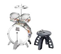 Batería Infantil Juego de Jazz para Niños Instrumento Musical Percusión Educativo PVC con Silla Mejora Destreza Adecuado para Fiestas Reuniones, Plateado