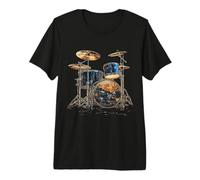 Batería Instrumento Musical Motivo Arte Drumset Camiseta Premium