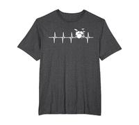 Batería Latidos De Corazón Regalo para Bateristas Camiseta, Hombre Tallas Grandes, Jaspeado Oscuro, 2X Alto