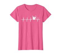 Batería Latidos De Corazón Regalo para Bateristas Camiseta, Mujer, Rosa Jaspeado, L