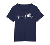 Batería Latidos De Corazón Regalo para Bateristas Camiseta, Mujer Tallas Grandes, Azul Marino, 1XL Grande