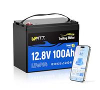 Batería LiFePO4 12V 100Ah para Motores de Curricán (Trolling), Tamaño BCI Grupo 24, BMS de 120A (Pico 400A), Bluetooth 5.0, IP67 Impermeable, Batería de Litio Náutica para Pesca, Kayak y RV