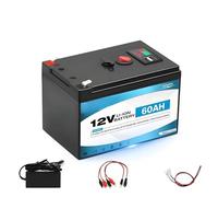 Batería LiFePO4 12V 60Ah ciclo profundo para solar, autocaravana, barco y sistemas off-grid - Pack 12.6V con BMS e indicador de carga, 15 × 10 × 10 cm (5,91 x 3,94 x 3,94 pulgadas), 1,9kg