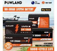 Batería LiFePO4 24V 100Ah 12V 200Ah 300Ah 200A BMS 25,6 V 6000 + ciclos grado A celdas paralelas para RV barco Solar entrega rápida de la UE 12V 100AH