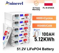 Batería LiFePO4 Aninerel 51.2V 100Ah, Inversor Solar Híbrido 6.2KW 48V, Batería LiFePO4 51.2V 100Ah 200Ah, BMS100A con Bluetooth, 6000+ Ciclos, Celdas de Grado A, CAN/RS485 6.2KW 48V