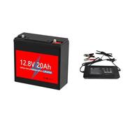 Batería LiFePO4 De 12V Y 20Ah, Batería De Litio Recargable De Más De 6000 Ciclos For Iluminación Solar, Ruedas Eléctricas For Acampar, Buscador De Peces(1 charger 1 Battery)