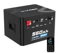 Batería LiFePO4 VATRER para RV 12.8V 560Ah con Autocalentamiento, Monitorización por APP, BMS 300A, Potencia 3840W, 7168Wh, 5000+ Ciclos, Ideal para Autocaravanas