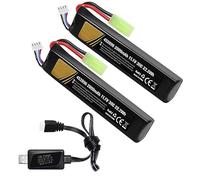 Batería lipo de 11,1 V Airsoft recargable 11,1 lipo batería 2000 mAh 30 C batería Hobby con conector Mini Tamiya y JST XH para armas modelo Airsoft, rifle RC Car Drone con cargador de batería USB de