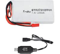 Batería Lipo de 7,4 V y 2200 mAh Compatible con FrSky Taranis Q, X7 X8, DX6, DX6E y DX9 Batería de Repuesto para Transmisores RC con Conector JST y JR