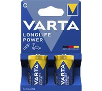 VARTA Pilas C Baby, paquete de 2, Longlife Power, Alcalinas, 1,5V, aptas para accesorios de computadora, linternas eléctricas, cámaras, Made in Germany