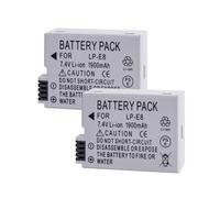 Batería LP-E8 de 1900 mAh y 7,4 V for cámaras Canon EOS 550D, 600D, 650D, 700D, X4, X5, X6i y X7i.(2pcs)