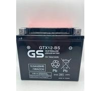 Batería Moto GS GTX12-BS (YTX12-BS) - Sin mantenimiento - 12V 10Ah - Dimensiones: 151x88x131mm Compatible con Daelim S3 125 2010