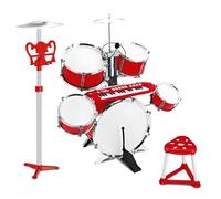 Batería Musical Infantil con Taburete Teclado Electrónico DJ Micrófono Multifunción con Soporte de Batería Niños con Instrumentos Musicales Efectos de Sonido Luces Micrófono Conexión MP3 Smartphone