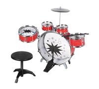 Batería musical para niños con taburete de batería para niños, instrumentos musicales con 5 tambores, 1 plato, 1 taburete, 2 baquetas, instrumento de percusión con silla de batería clásica