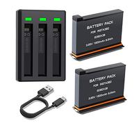 Batería para Insta360 X3, 2 Baterías de Repuesto（1800mAh）con USB Cargador | Cargador Rápido de 3 Canales y 2 batería Kit Compatible con Insta360 X3 Acción Cámara