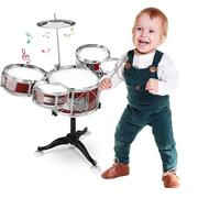 Batería para niños Batería Jazz Drum Set Batería Juguete para Niños Mini Drum Set Instrumentos Musicales con 5 Tambores 1 Plato 2 Palillos Instrumento Musical de Percusión Educativo (A)