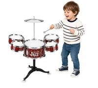 Batería para niños Batería Jazz Drum Set Batería Juguete para Niños Mini Drum Set Instrumentos Musicales con 5 Tambores 1 Plato 2 Palillos Instrumento Musical de Percusión Educativo (C)