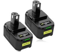 Batería para Ryobi batería 18V 5.5Ah 2 Piezas Exemoro RB18L50A RB18L40 RB18L25 RB18L15 P108 P107 P105 P104 P122 P104 P102 para Ryobi con LED