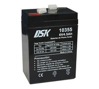 DSK Batería de Plomo AGM Sellada VRLA 6V 4,5Ah Recargable sin Mantenimiento para Alarmas, Seguridad, Juguetes Eléctricos y SAI. Alta Durabilidad Larga Vida útil. Compatible con terminales F1 y F2