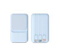 Bateria PortatilPower Bank 1pcs Succión magnética inalámbrica 22.5w Cable autónomo Carga súper rápida con entradas de Pantalla LED Carga rápida (10000mah) (Azul)