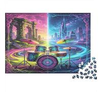 Batería Puzzle de 1000 Piezas Papel para Adultos Escena de Ciudad Fantasía y Ruinas Antiguas Relajación Concentración Regalo Hogar Decoración 52x38cm/1000pcs
