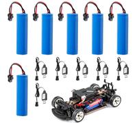Batería RC de 6 x 3,7 voltios y 1200 mAh, batería de Iones de Litio de 3,7 V, batería de Repuesto con Cable de Carga USB, batería SM-2P, batería Recargable RC para Tanques, automóviles y vehículos RC