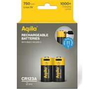 Batería recargable Aqiila CR123A USB-C 3V 750mAh Li-Ion (2x)