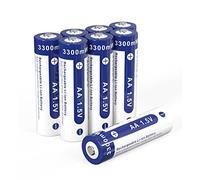 Batería recargable de 1,5 V, AAA, 8 unidades, 1,5 V, AA de 3300 mWh con 2 cajas de baterías para relojes de pared, mandos a distancia, juegos y juguetes (8 paquetes de AA)