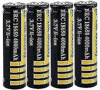 Batería Recargable De Iones De Litio 3.7 4000Mah Batería De Botón De Gran Capacidad Baterías Superiores para Linterna LED, Faro, Campanas,4 Piezas