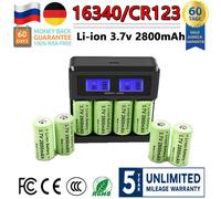 Batería recargable de iones de litio para cámara de seguridad Arlo, cargador LCD, 2800mAh, 3,7 V, 16340, CR123A, 16340 8 battery charger