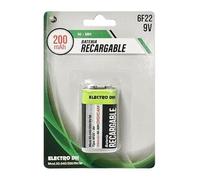 Batería Recargable Ni-MH 200 mAh 9V 6F22, Ideal para Dispositivos electrónicos y Equipos de bajo Consumo.