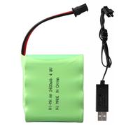 Batería recargable NiMH de 4,8 V, 2400 mAh, conector SM-2P con cable de carga USB, adecuado para coches teledirigidos, buggies, barcos, helicópteros, aviones, airsoft
