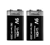 Batería Recargable USB De 9 V, 1100 MAh, Tipo C, 6F22, 9 V, De Iones De Litio, Compatible Con Helicópteros RC, Multímetros Y Juguetes.(9V 1100mAh 2pc)
