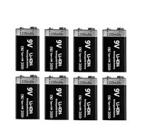 Batería Recargable USB De 9 V, 1100 MAh, Tipo C, 6F22, 9 V, De Iones De Litio, Compatible Con Helicópteros RC, Multímetros Y Juguetes.(9V 1100mAh 8pc)
