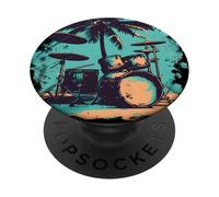 Batería Retrato Amante de la música PopSockets PopGrip Adhesivo