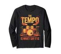 Batería Retro The Tempo Is What I Say Band Lover Distressed Manga Larga