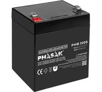 Batería Sellada PHASAK PHB 1205 de 12V 5Ah para SAI/UPS, Seguridad y Telecomunicaciones - Libre de Mantenimiento y de Alta Durabilidad