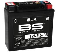 BS Battery 300840 12 N5.5 - 3B AGM SLA Batería de moto, color negro