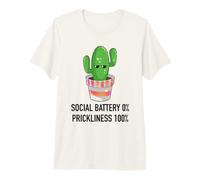 Batería Social 0% Prickliness 100% Cactus introvertido Camiseta Premium