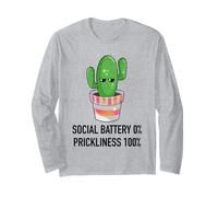 Batería Social 0% Prickliness 100% Cactus introvertido Manga Larga