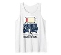 Batería Social Cargador 1% En Ansiedad Cita Hogar Humor Divertido Camiseta sin Mangas