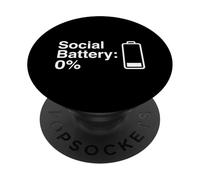 Batería Social Vacío Divertido Cansado Modo Introvertido PopSockets PopGrip Adhesivo