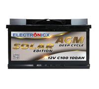 Batería Solar AGM 12V 100Ah Sin Mantenimiento, Ciclo Profundo para Caravana, Barco, Autocaravana, Caseta y Sistemas Solares Off-Grid - Electronicx Solar Edition Energía
