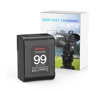 Batería V Mount, Moman Power99 Vlock Battery 99Wh/14.4V hasta 200W 530g con Salidas Dual D-Tap & 65W USB-C para Vídeocamara Blackmagic BMPCC 4K/6K, Monitor de Campo, Bateria-VMount-Mini-Lock-Battery